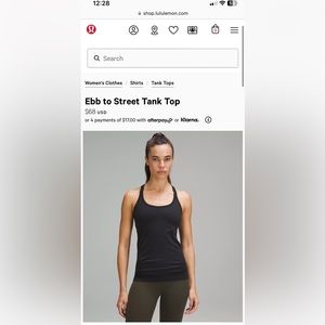 Lululemon black ebb to street tank top